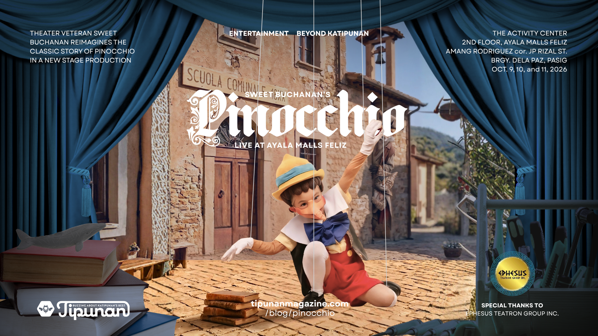 PINOCCHIO by Sweet Buchanan - Live on October 9 to 11 at Ayala Malls Feliz