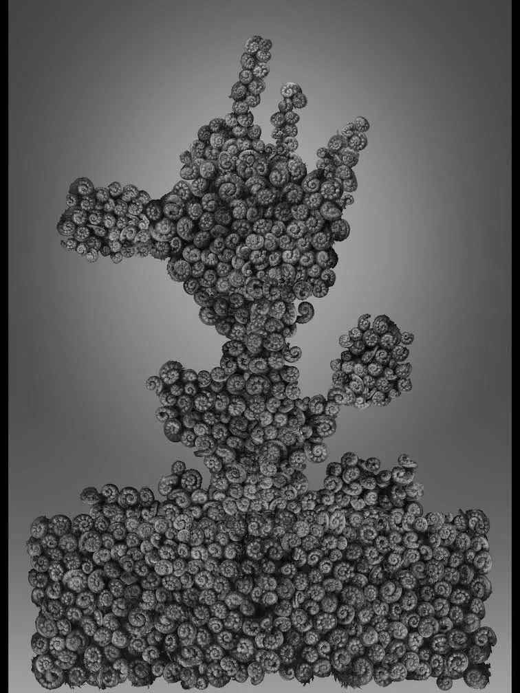 IDOL 1 (2020)
Inkjet print on platinum etching paper
108 x 78.6cm/ 42.5 x 30.9 in

No. 1 of the Edition of 20 + 1 Artist&rsquo;s proof

IDOL 1 and IDOL 2 were created during the first COVID-19 lockdown, using clusters of unfurling fern fronds scanned