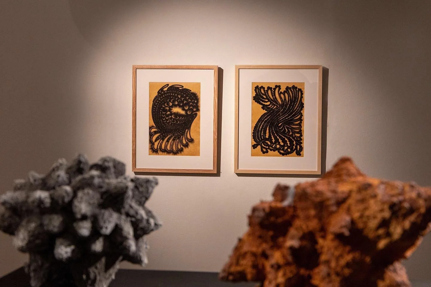My first solo show UTOPIA was an opportunity for me to observe the dialogue between my two-dimensional works from before I had formal training in art and the sculptures I made as a student @carmarthenschoolofart . While my work is ever-evolving mater