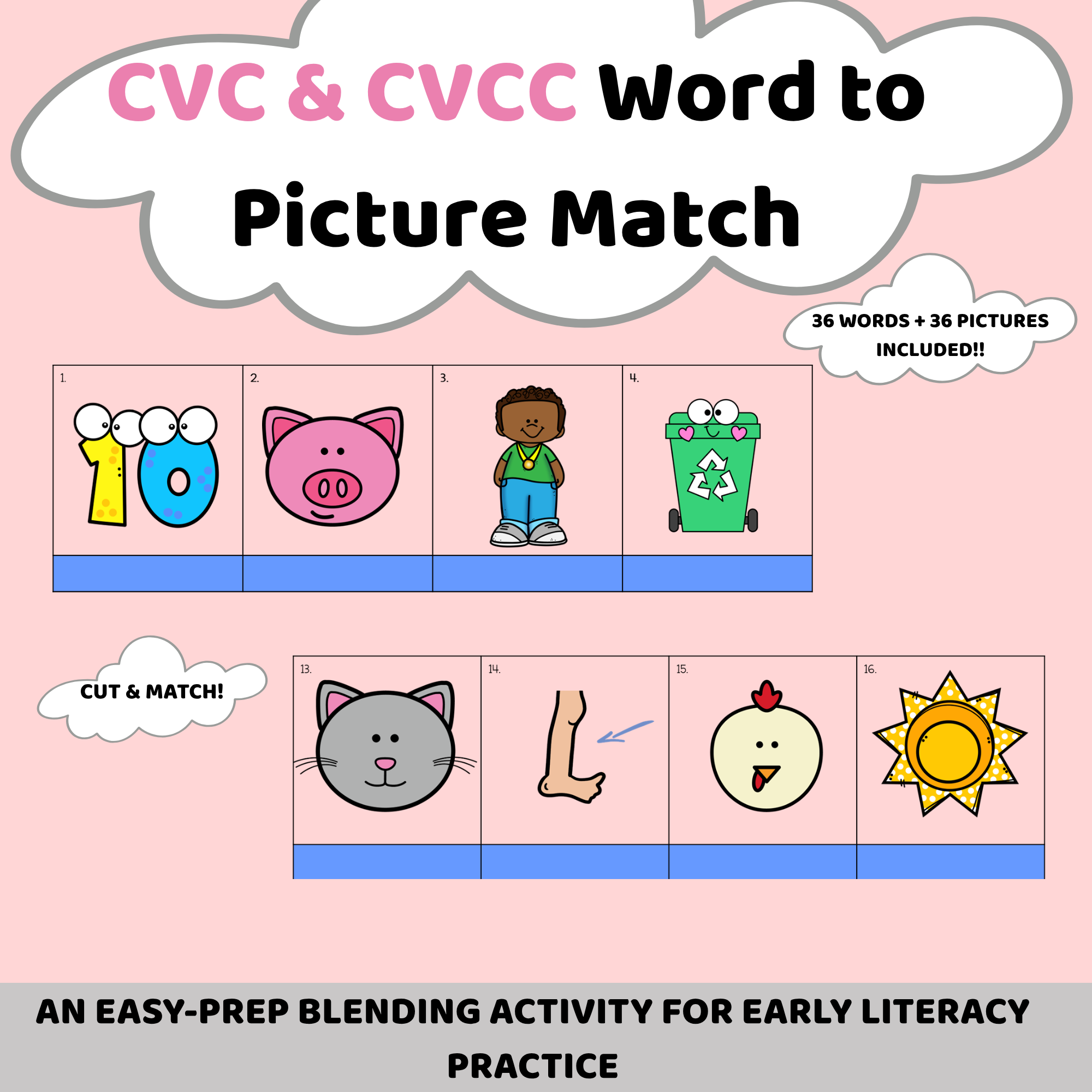 CVC &amp; CVCC Word to Picture Match