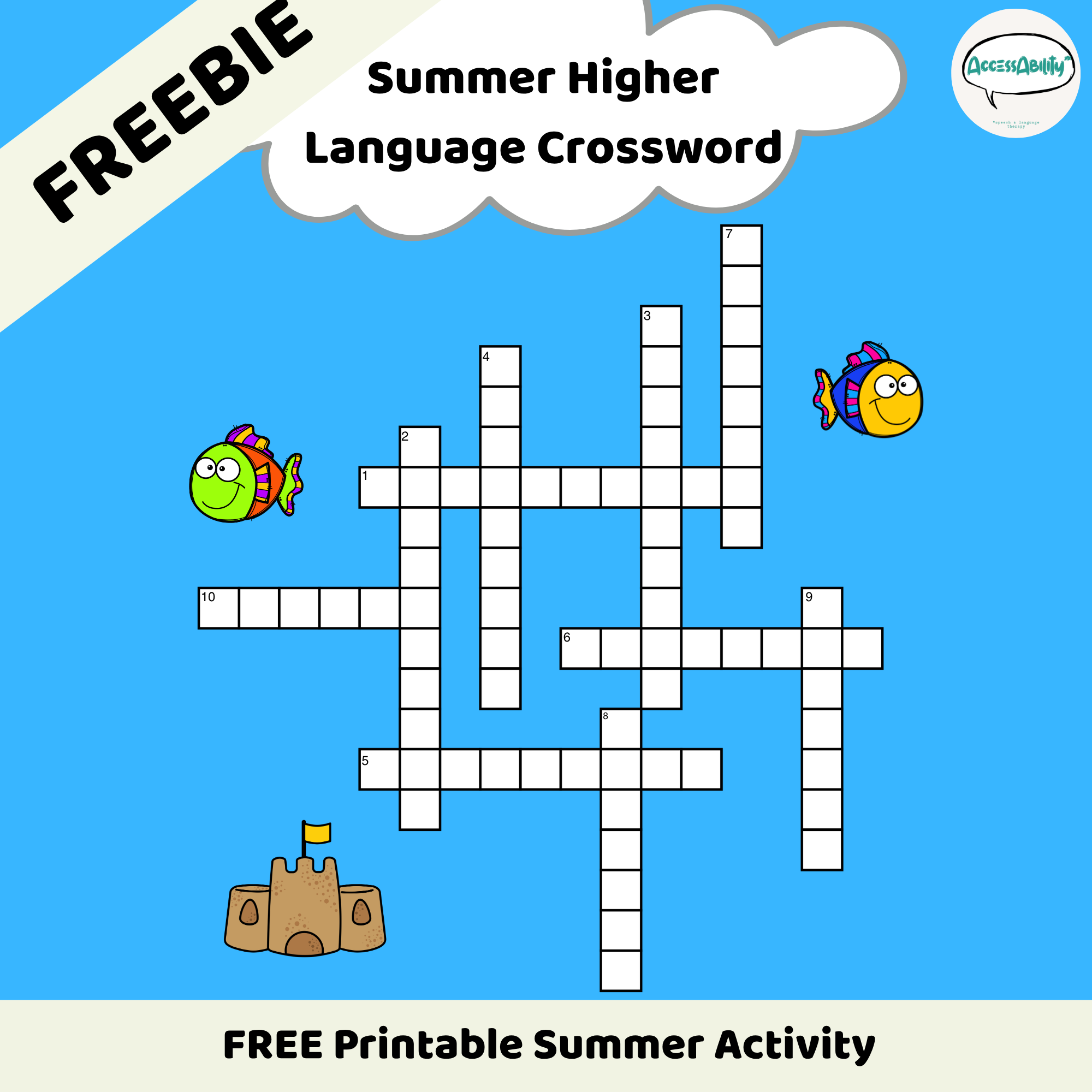 Summer Vocabulary Crossword Freebie | Higher Language Skills &amp; Inferences