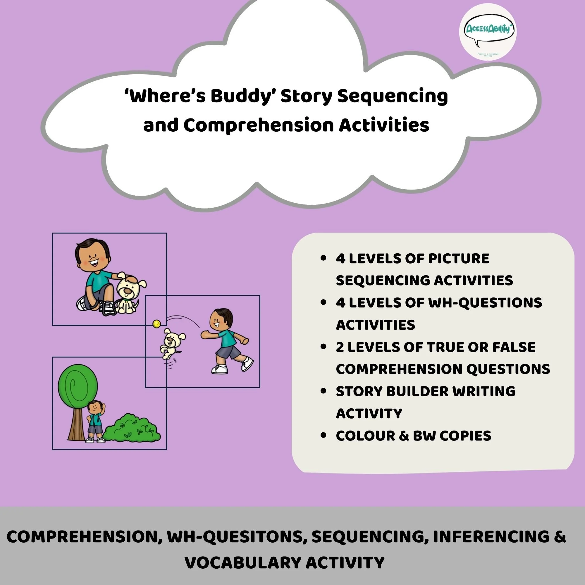 Where's Buddy? | Narrative Sequencing | WH Questions | Comprehension | Vocab Builder
