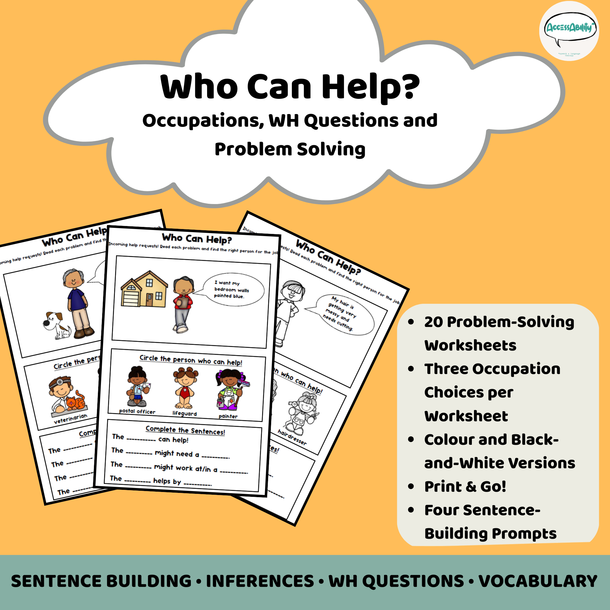 Who Can Help? | Occupations | WH Questions | Speech Therapy | Problem Solving