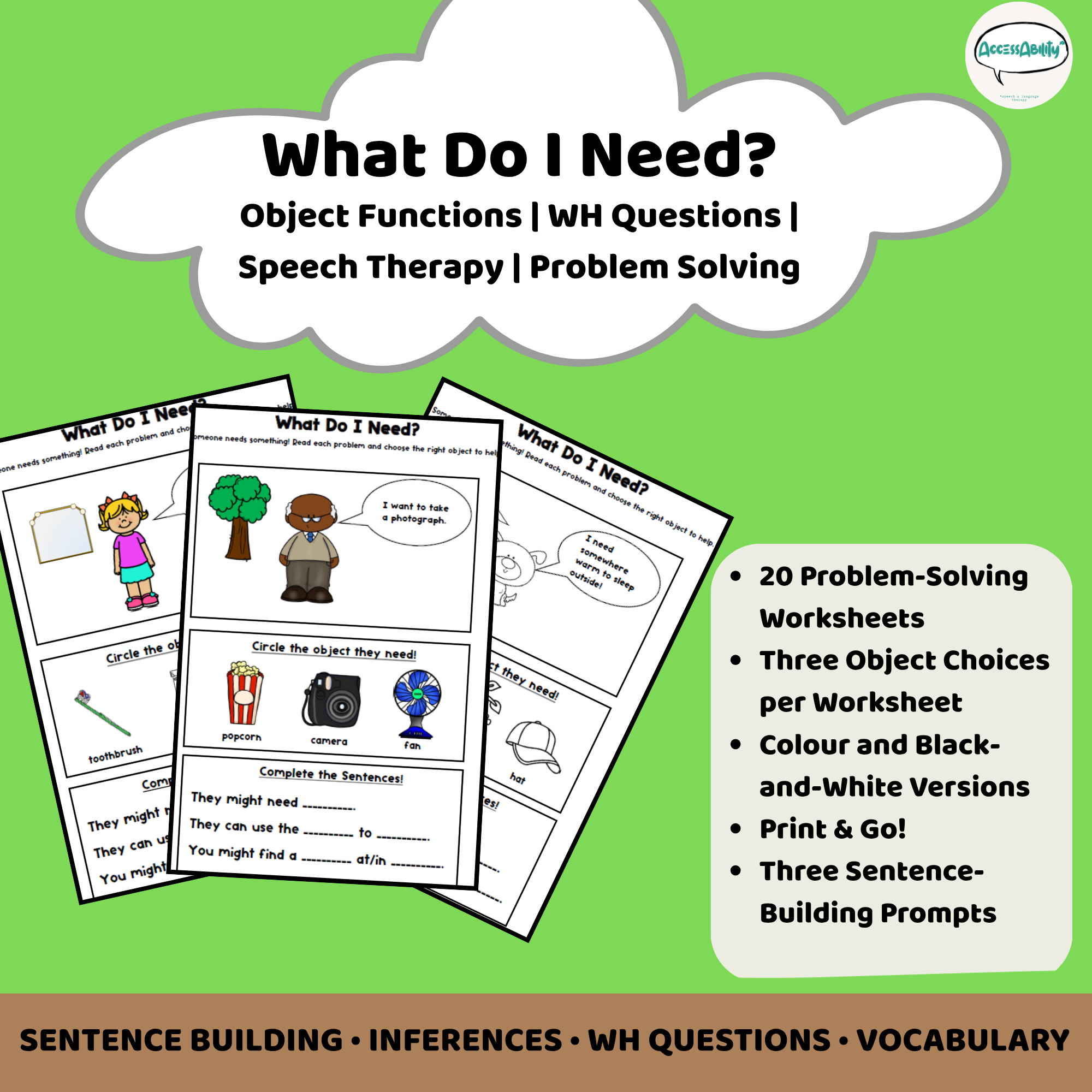 What Do I Need? |Object Functions | WH Questions | Speech Therapy | Problem Solving 