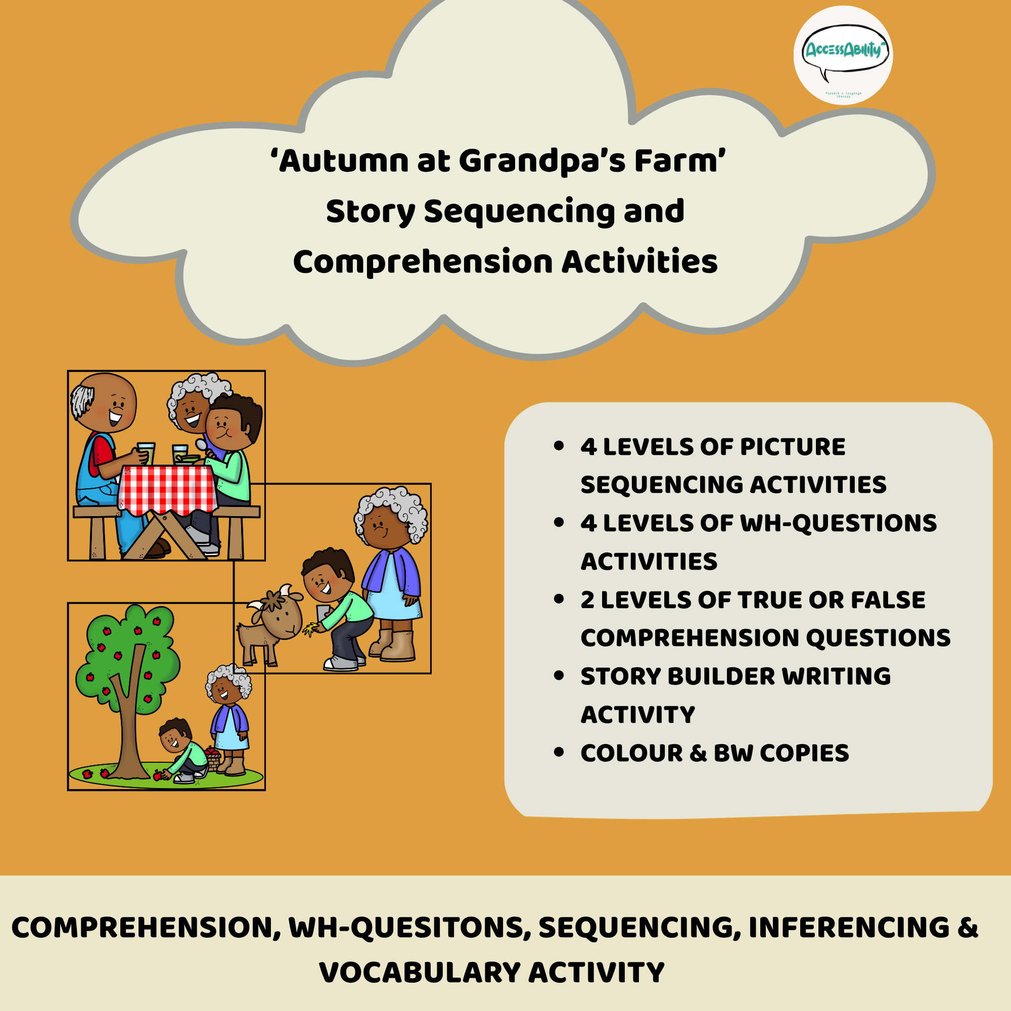 Autumn at Grandpa’s Farm | Fall Sequencing | WH Questions | Comprehension