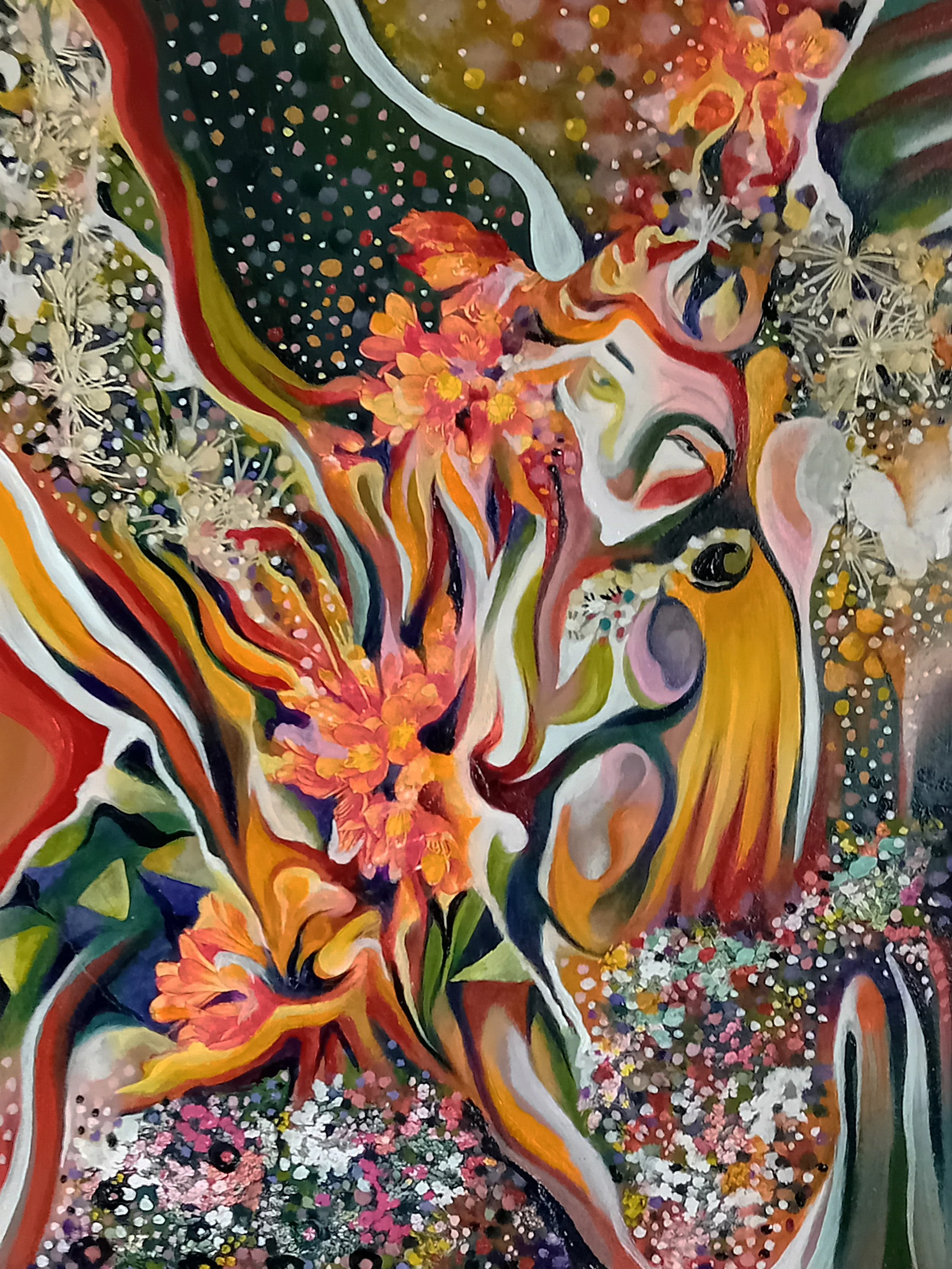 Blush  / 12 x 9" / Oil and mixed media on board / 2025