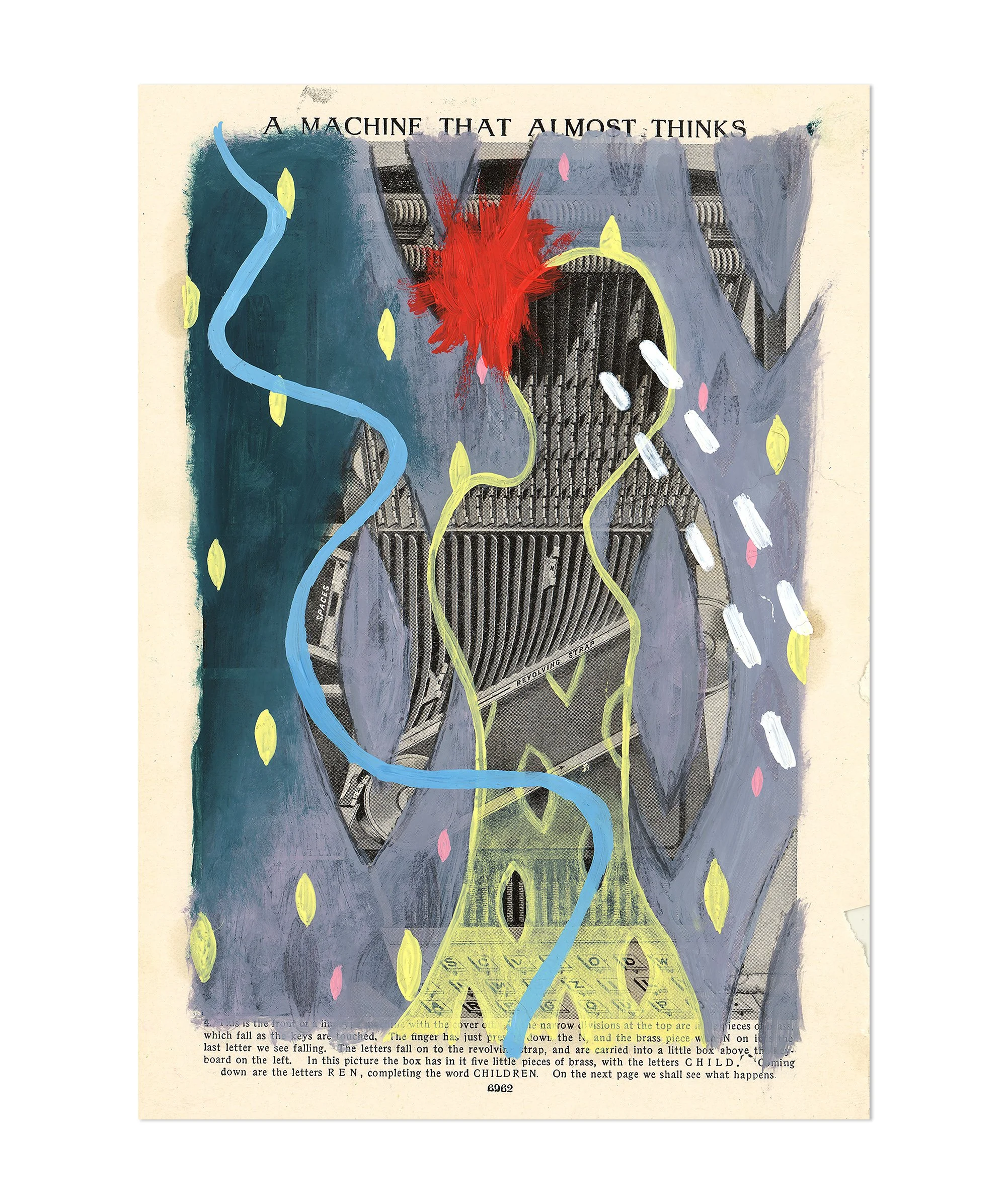 'A Machine That Almost Thinks', 24 x 17cm, Oil on Paper Ephemera, (2023)