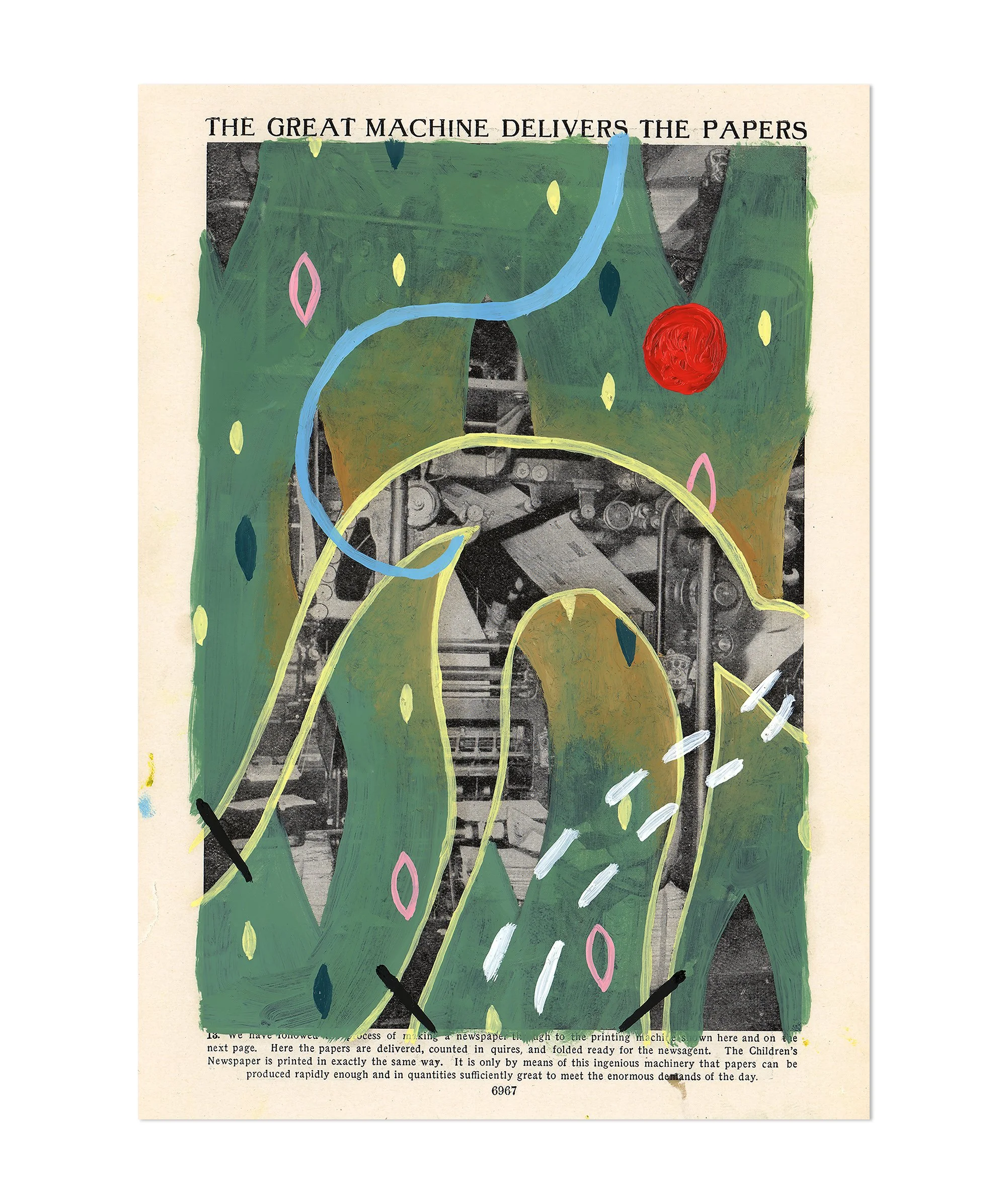 'The Great Machine', 24 x 17cm, Oil on Paper Ephemera, (2023)