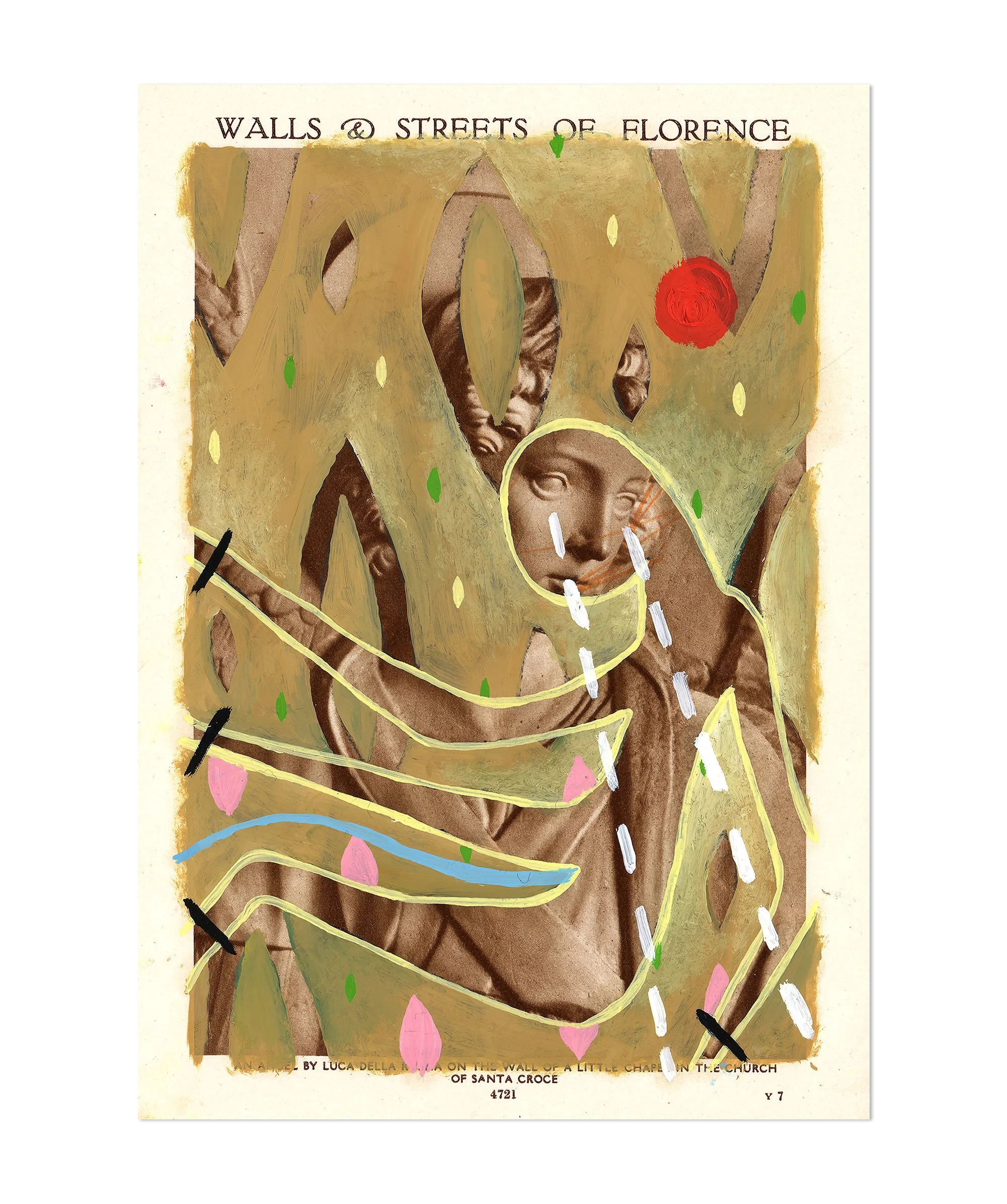 'Walls & Streets Of Florence', 24 x 17cm, Oil on Paper Ephemera, (2023)