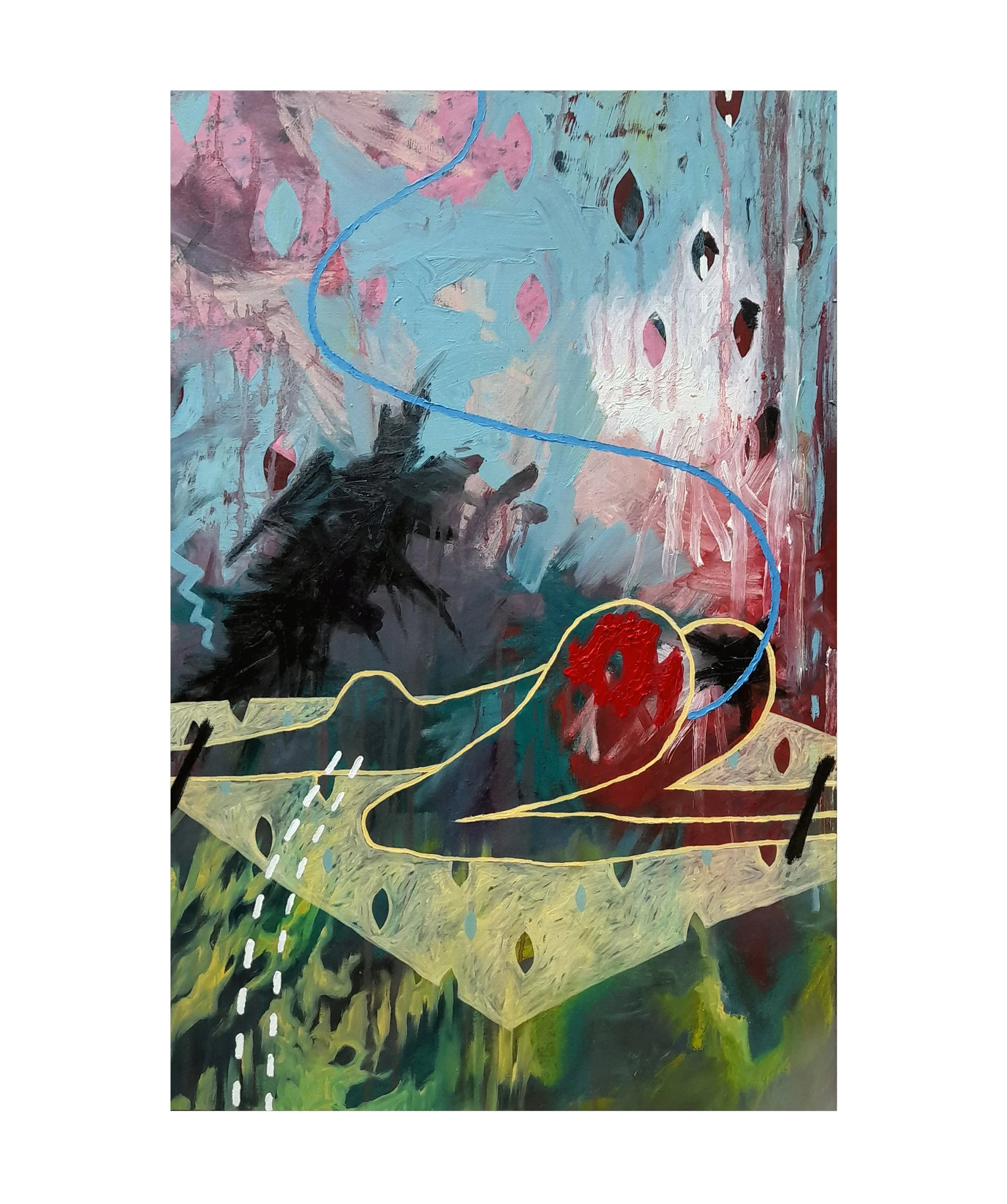 Downward Dog / 91 x 61cm / Oil, Oil Stick on Canvas / 2022