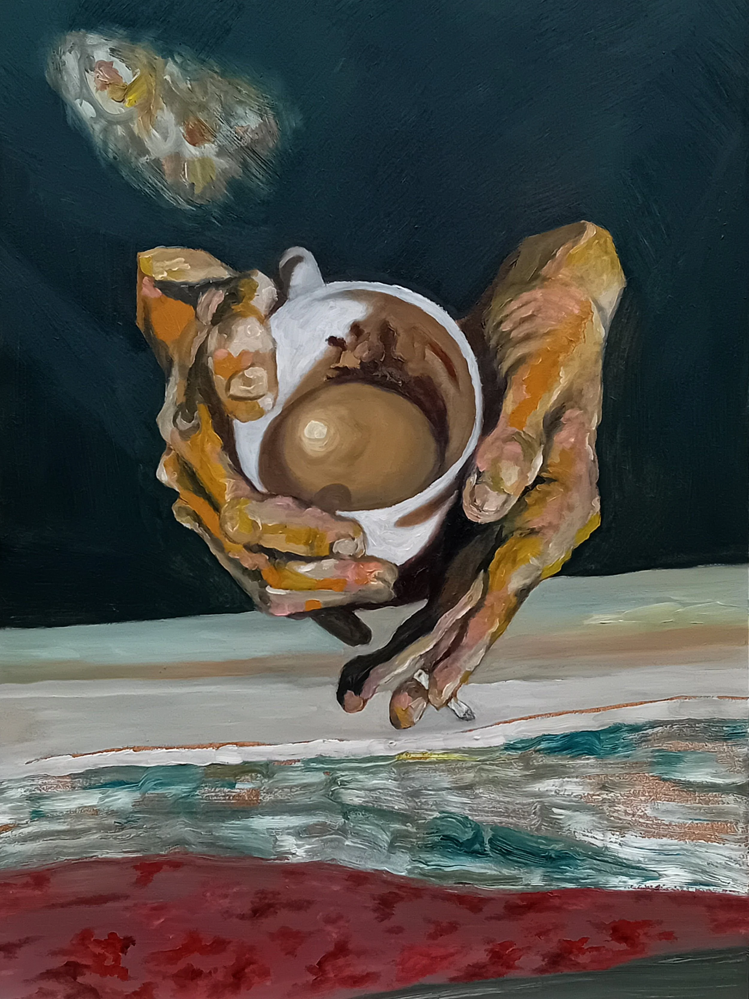 Searching for symbols / 12 x 16" / Oil on board (2024) 🔴
