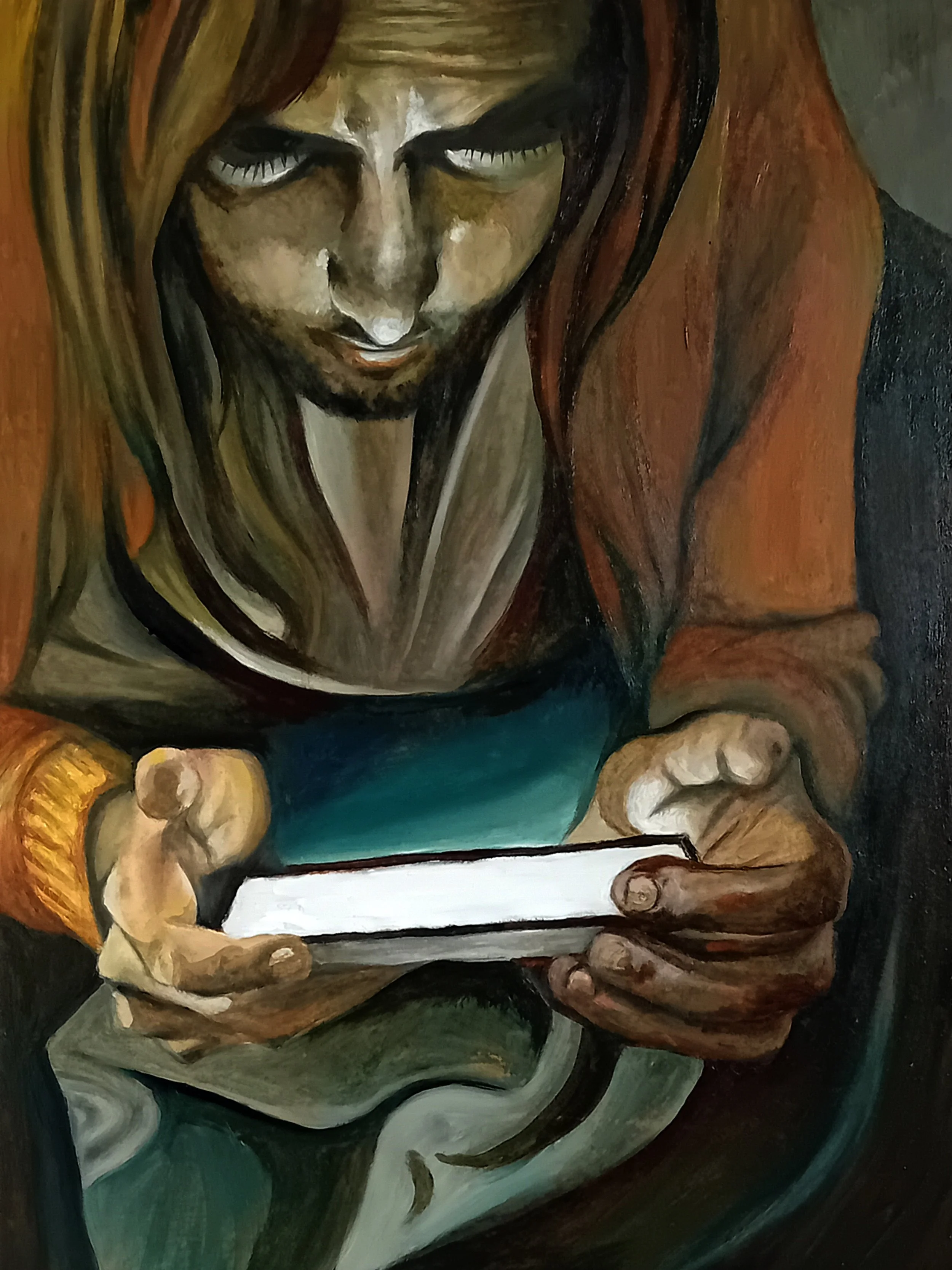 Genocide - available to stream now, directed by Benjamin Netanyahu, co-produced by The West / 9 x 12" / Oil on board (2024) 🔴