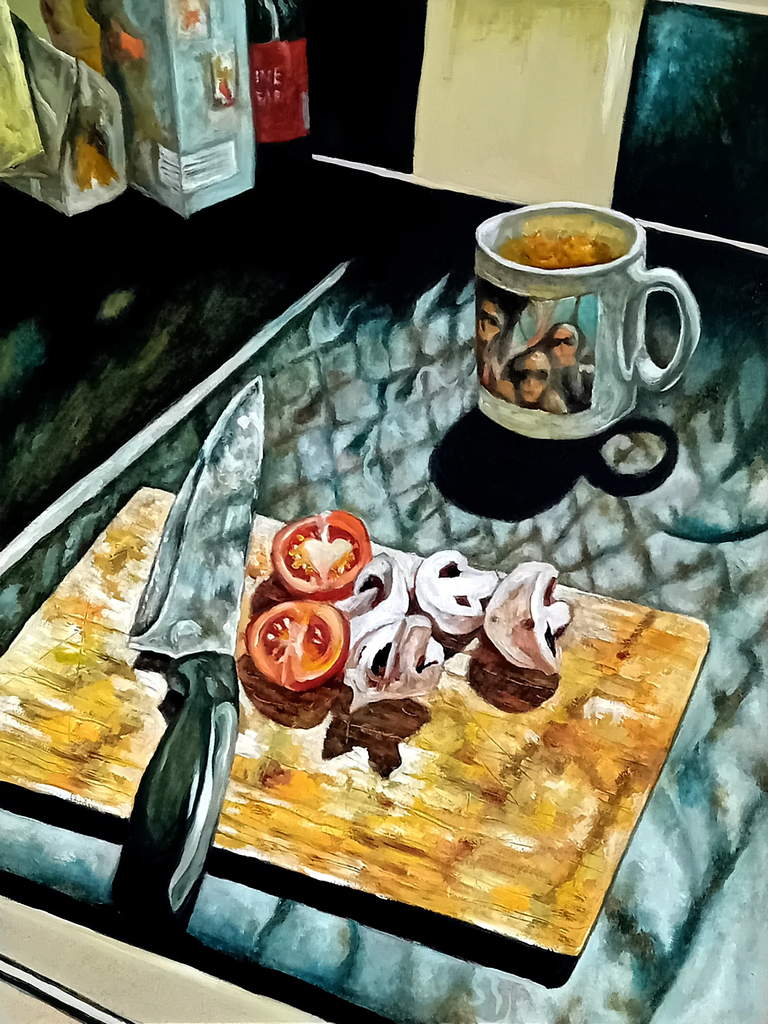Kitchen Sink Drama / 9 x 12" / Oil on board (2024) 🔴