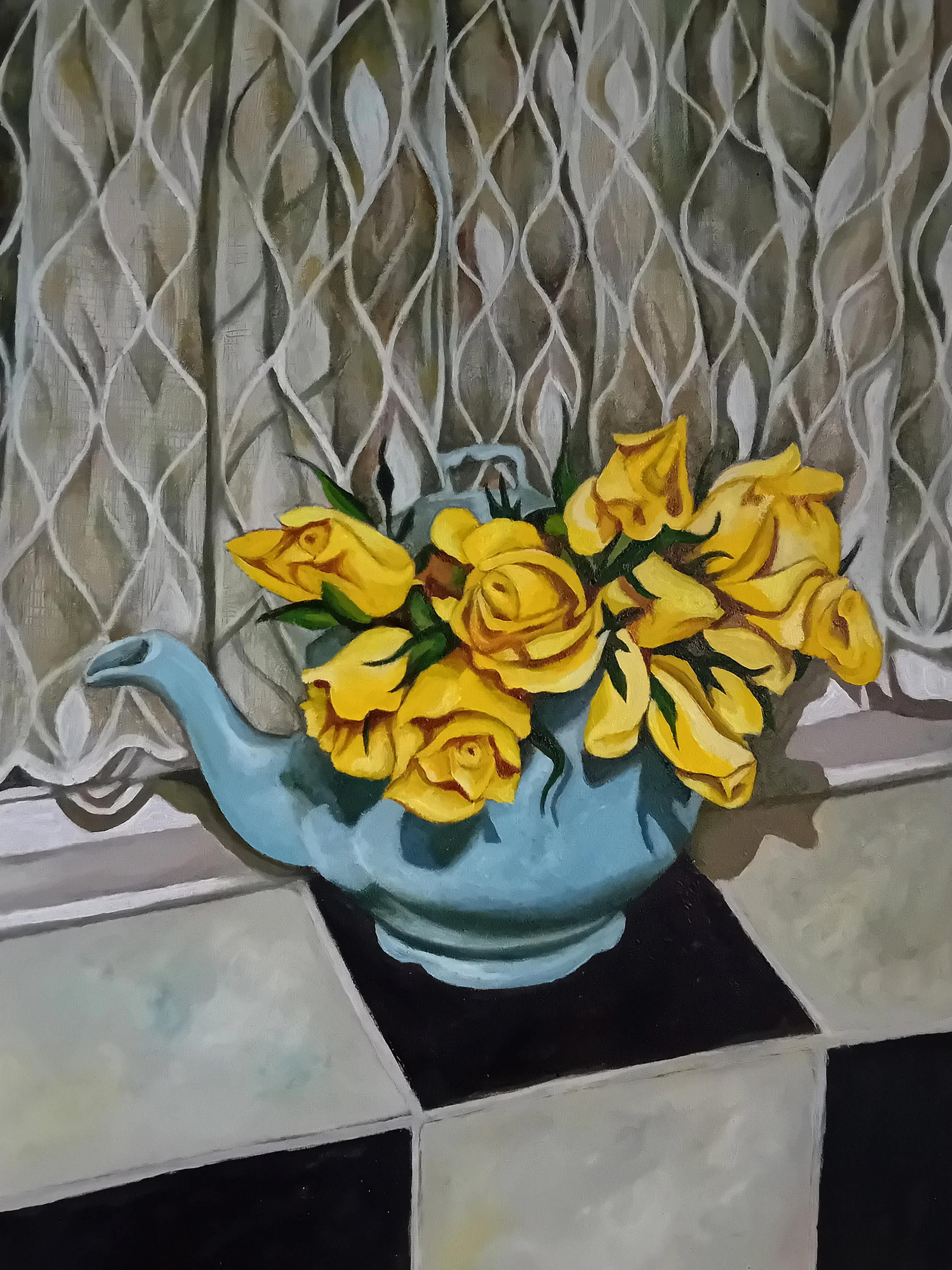 Tea and Sympathy / 9 x 12" / Oil on board (2024) 