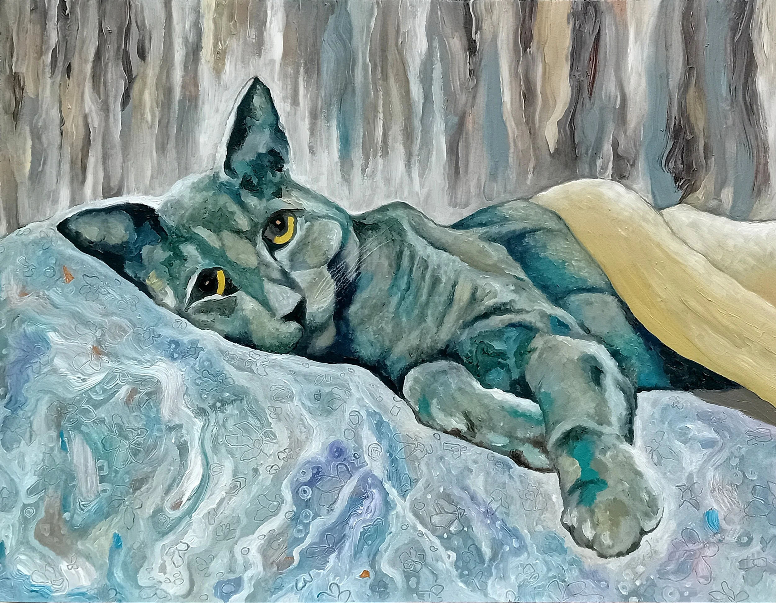 Cats for the cure / 9 x 12" / Oil on board (2024) 