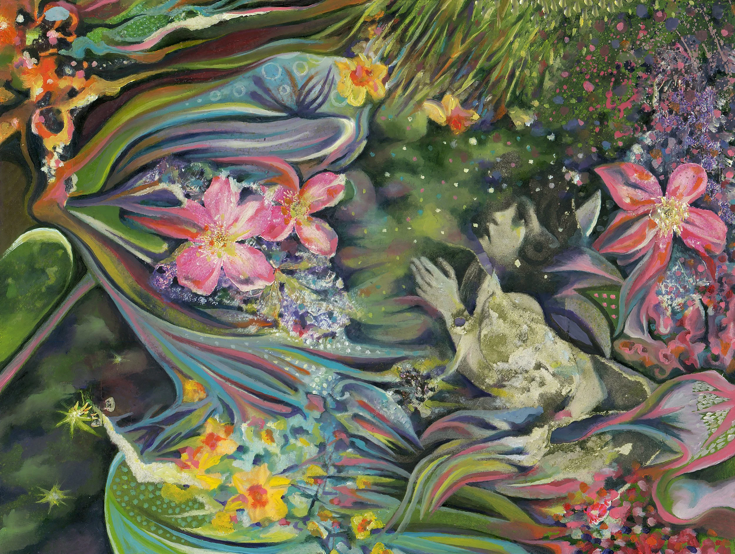 'Star Gazer' / 9 x 12" / Oil and mixed media on board / 2025