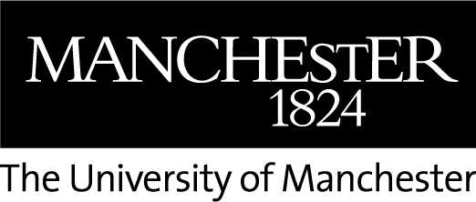 Logo of The University of Manchester with text and emblem.