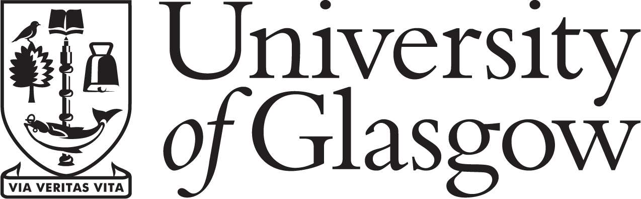 Logo of the University of Glasgow with text and emblem.