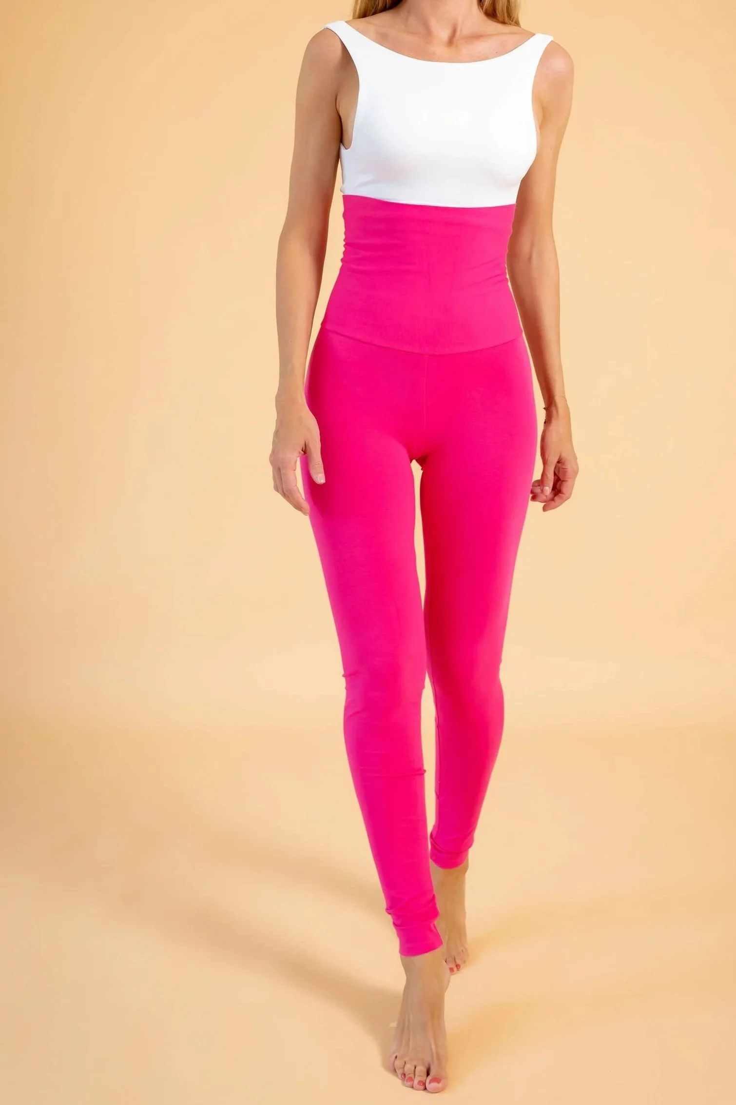Royal Fuchsia Ultra Comfortable Natural Cotton Leggings, Ultra High to Low waist adjustable styles, shape support, Naked Addiction