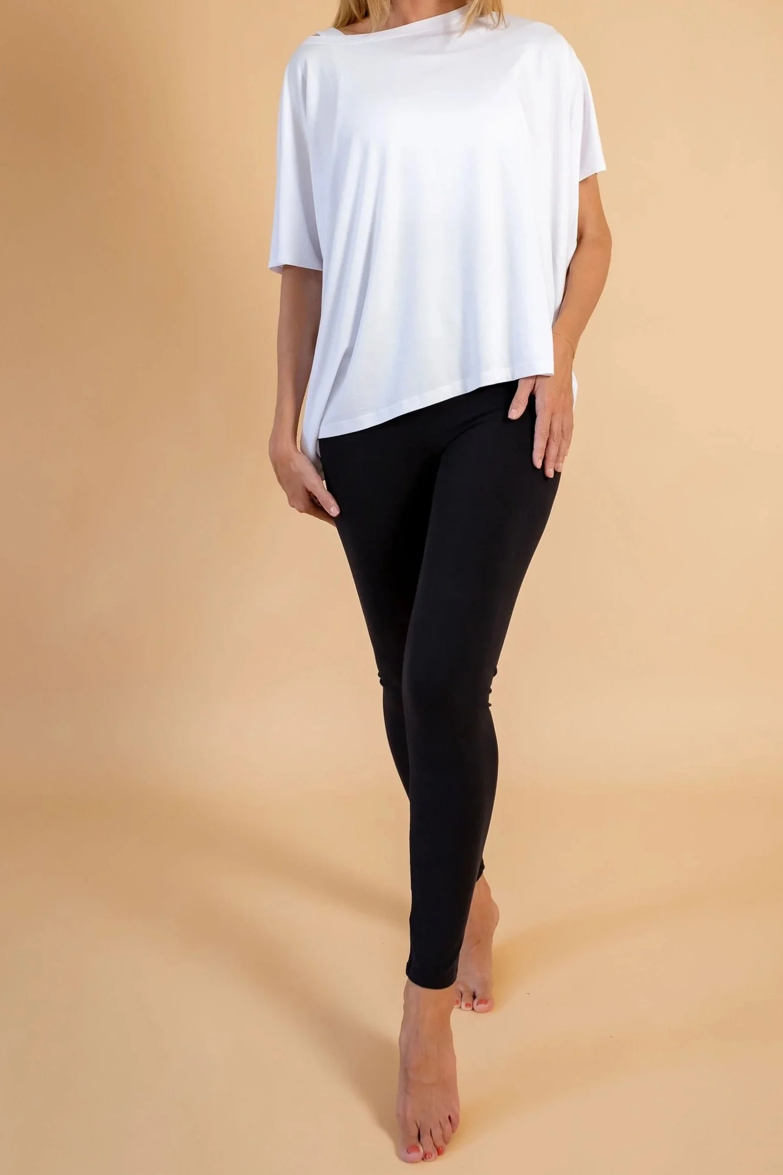 Obsidian Black Ultra Comfortable Natural Cotton Leggings, Ultra High to Low waist adjustable styles, shape support, Naked Addiction total look