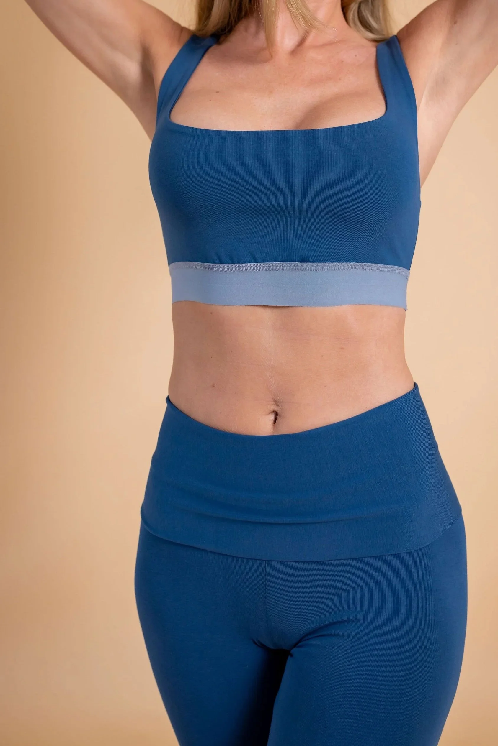 Vinyl Blue Cotton Leggings Ultra Soft Ultra High  Waist for Yoga, Meditation and everyday, Naked Addiction