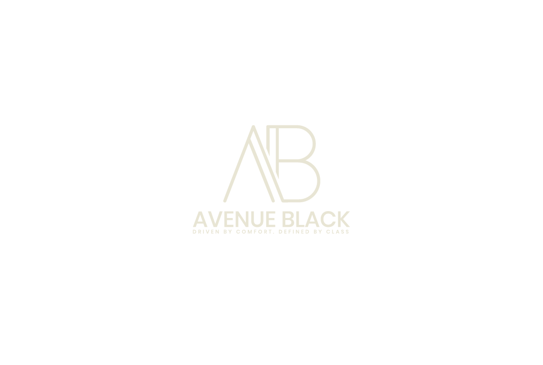 Logo for Avenue Black with stylized 'AB' and slogan 'Driven by comfort, defined by class'