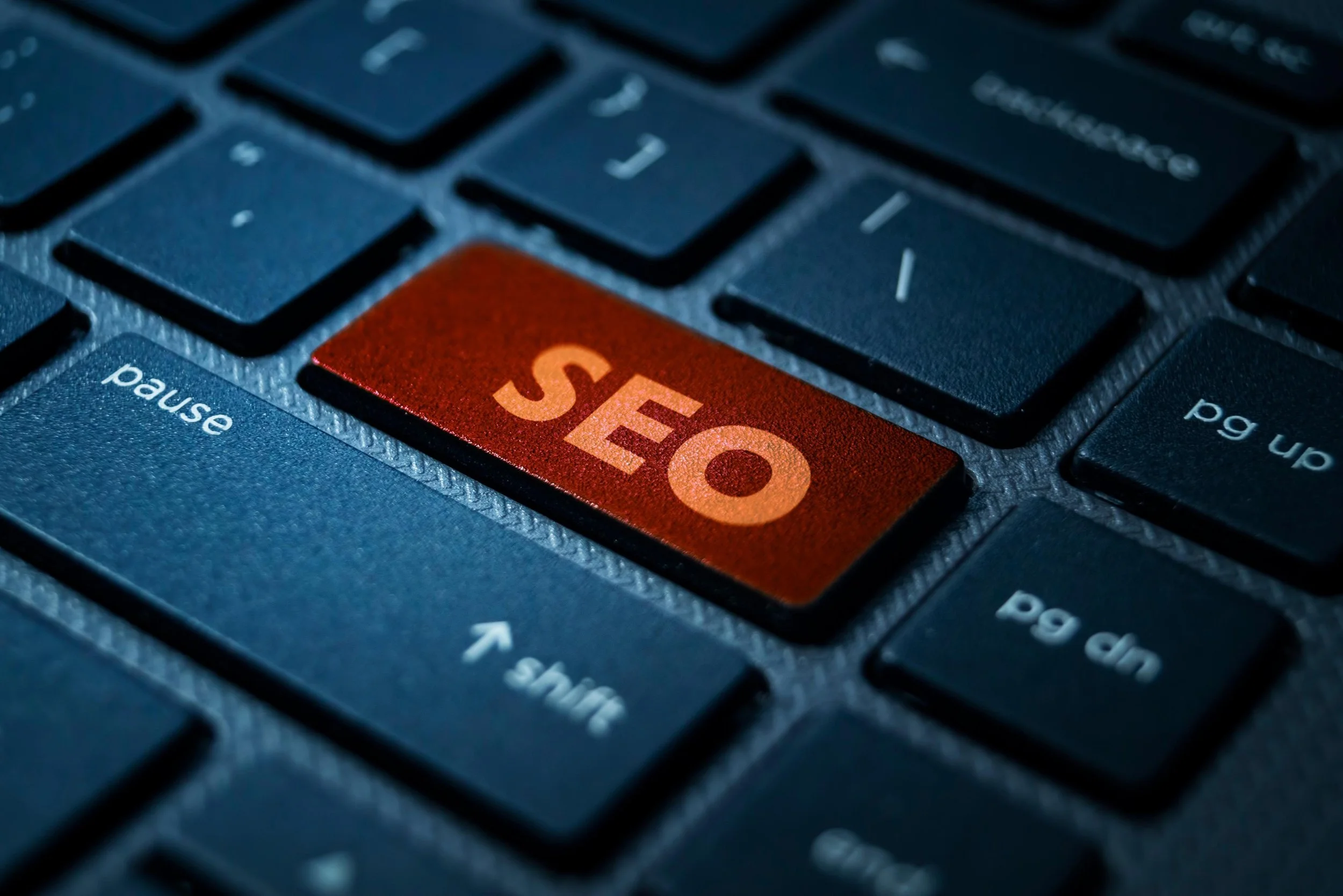 SEO keyboard key in red highlighting the importance of search engine optimisation for small businesses in 2026