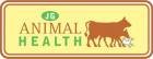 Logo of Animal Health featuring a brown dog and a brown cow with green text