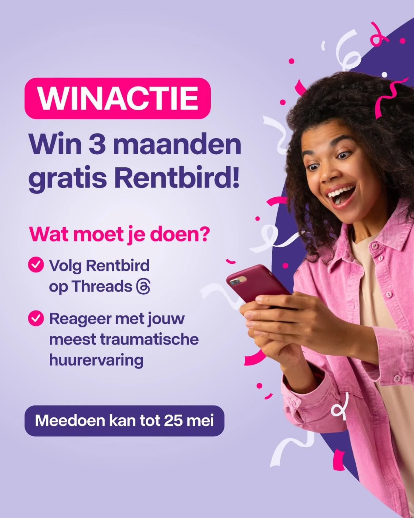 Afgelopen tijd veel uitingen gerealiseerd voor @rentbird! Hier een social post die ik had gerealiseerd voor een winactie vorige maand.

&bull;
&bull;
&bull;

#woningnood #grafischontwerp #innovatie #huurwoning #woningmarkt