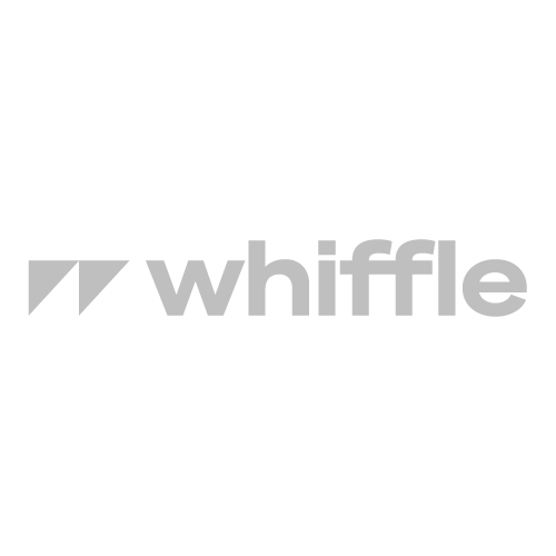 Logo van Whiffle met een grafisch symbool en de tekst 'whiffle'.