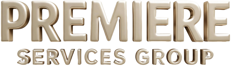 3D text that reads 'PREMIER SERVICES GROUP' with a metallic finish.
