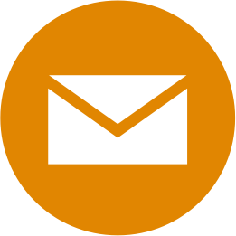 Icono de sobre de correo en un círculo naranja