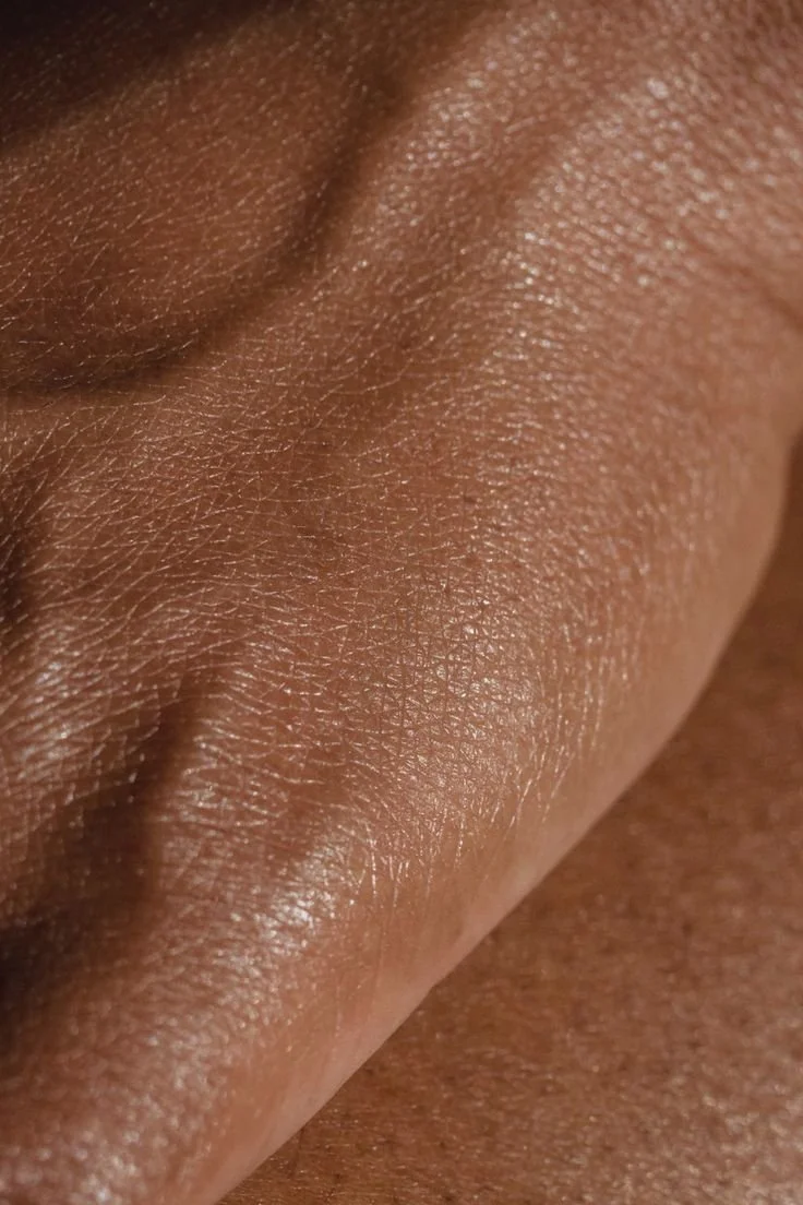 Close-up of human skin with fine hair and textured surface.