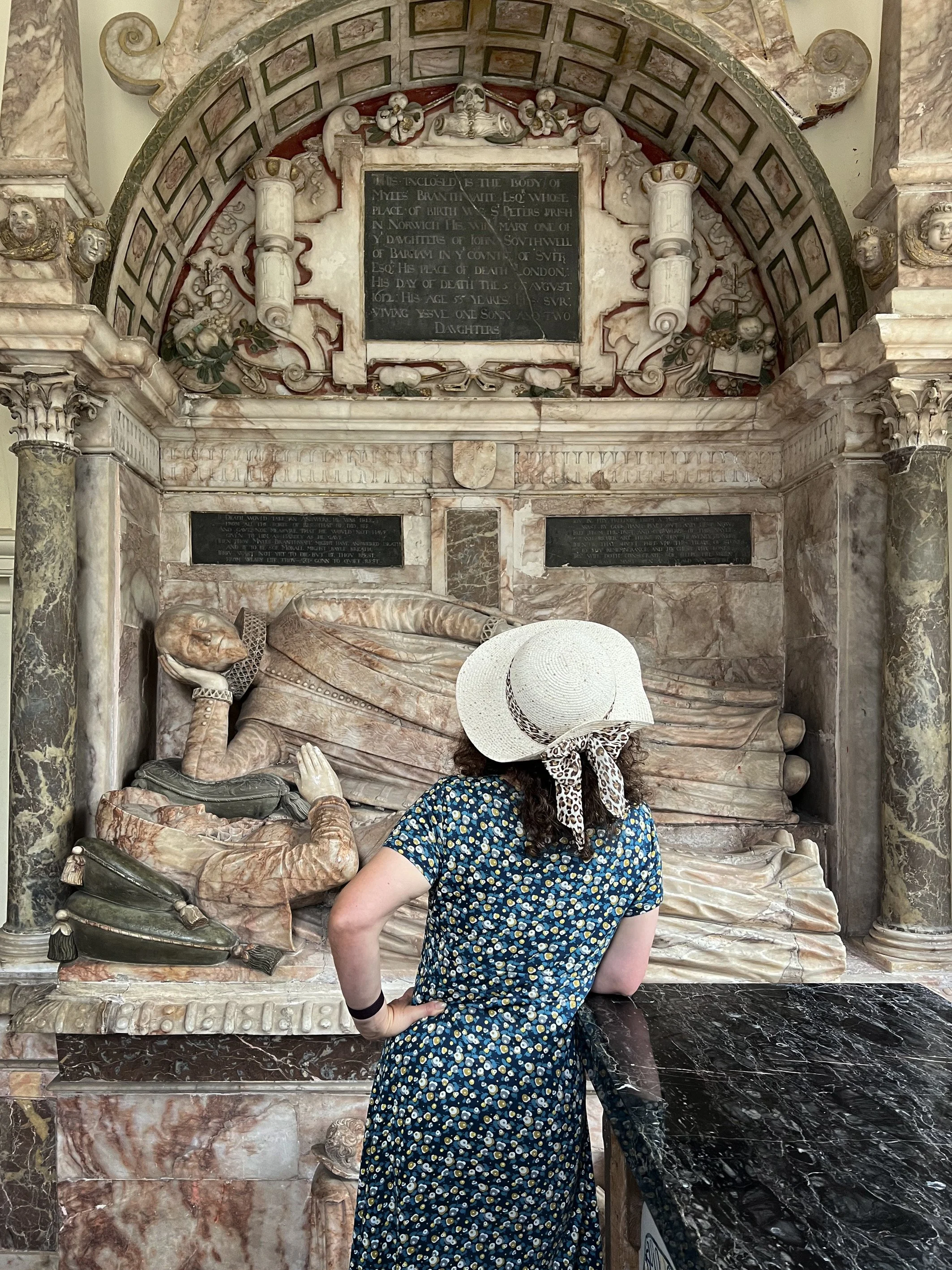 Kat looking at tomb Hethel Aug 2022 copy.jpg
