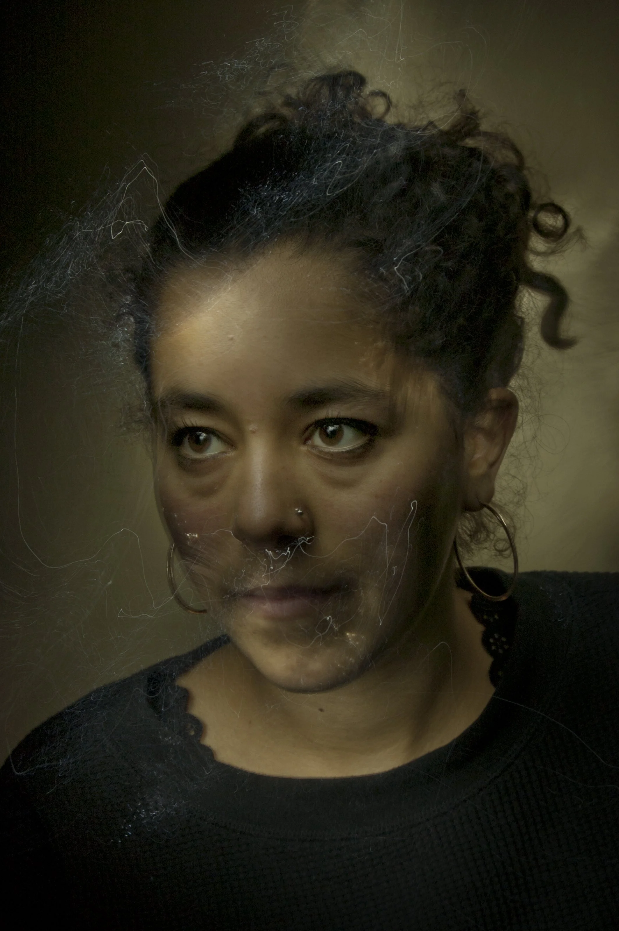 Young woman light painted portrait