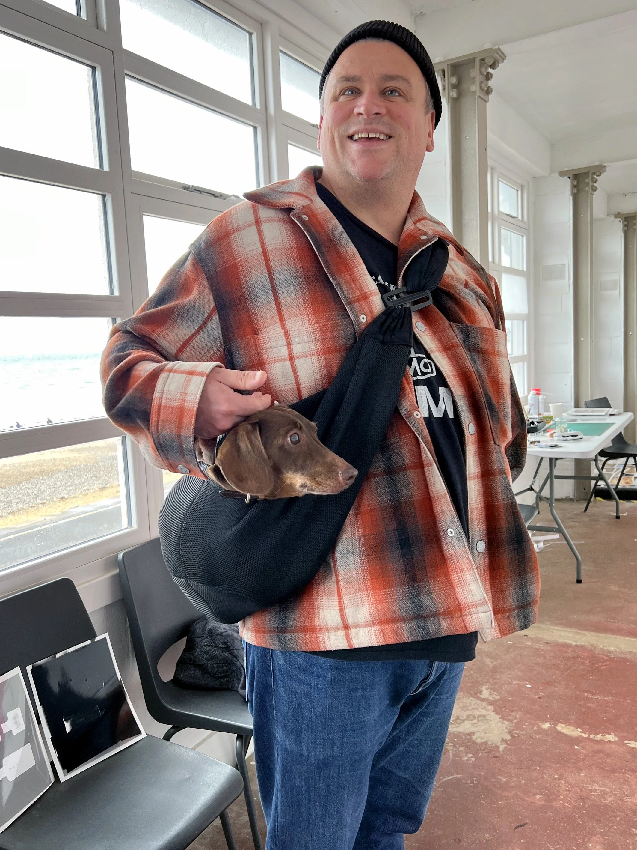 Man with Daschund 2 Cromer Artspace sept 2022.jpg