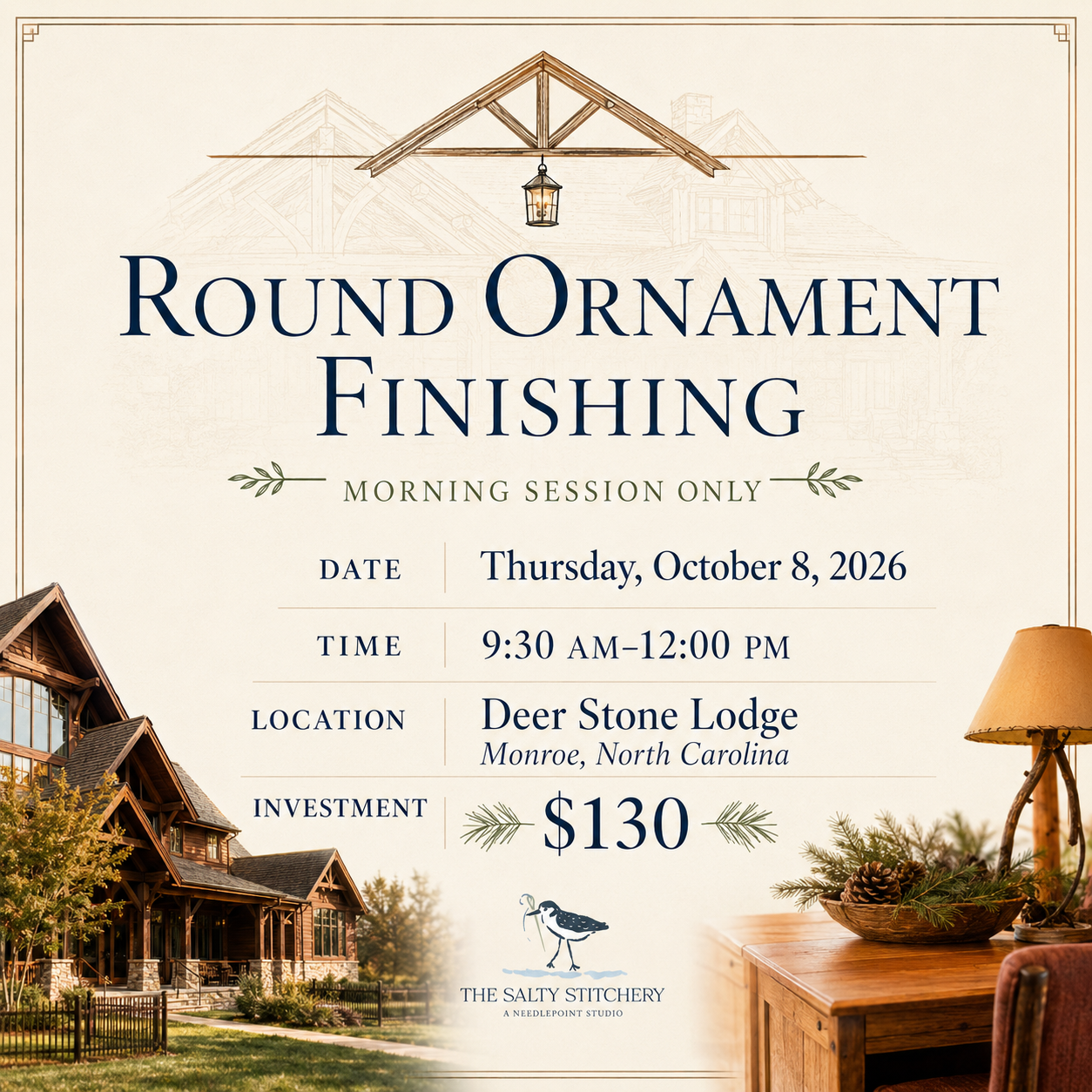 Round Ornament Finishing | Deer Stone Lodge