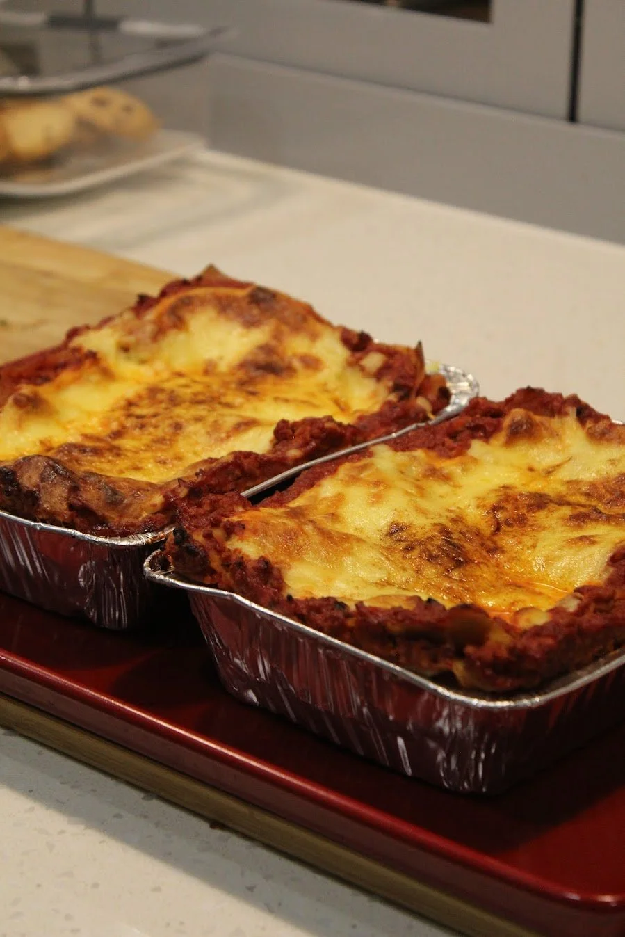 Freshly baked lactose-free lasagna