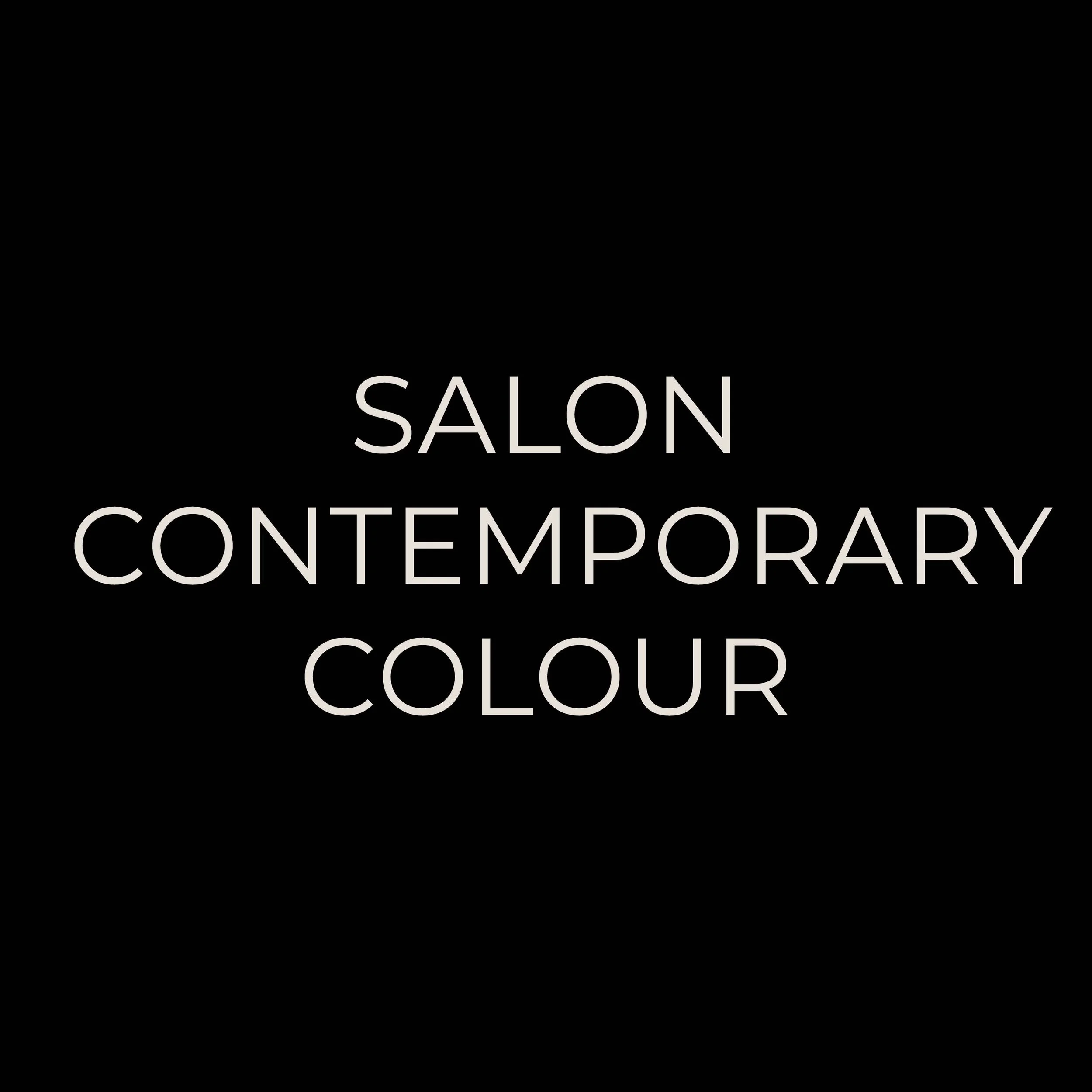 Black poster with white text reading 'Contemporary Colour'