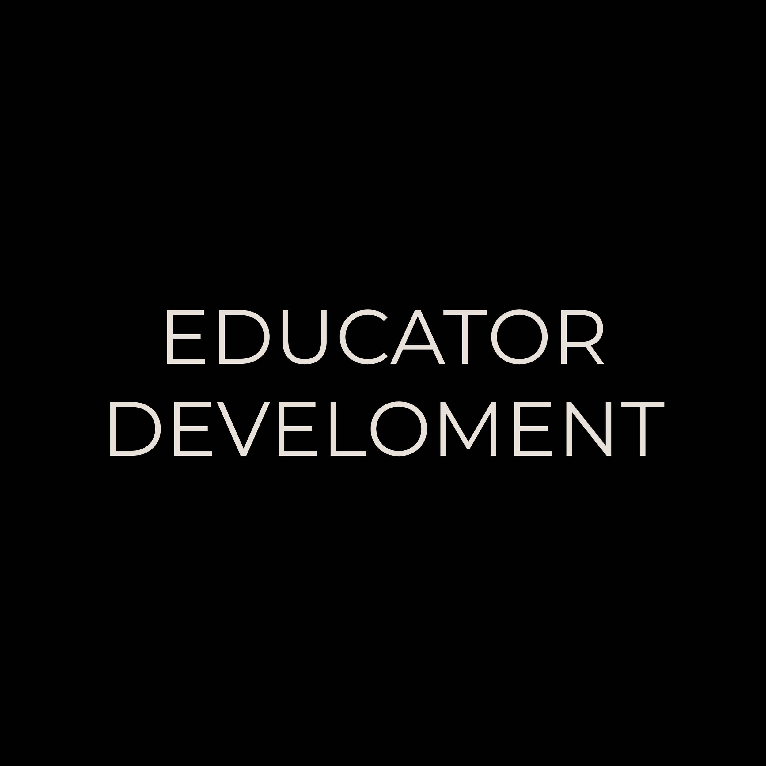 Close-up image of the words "EDUCATOR" and "DEVELOPMENT" on a black background.