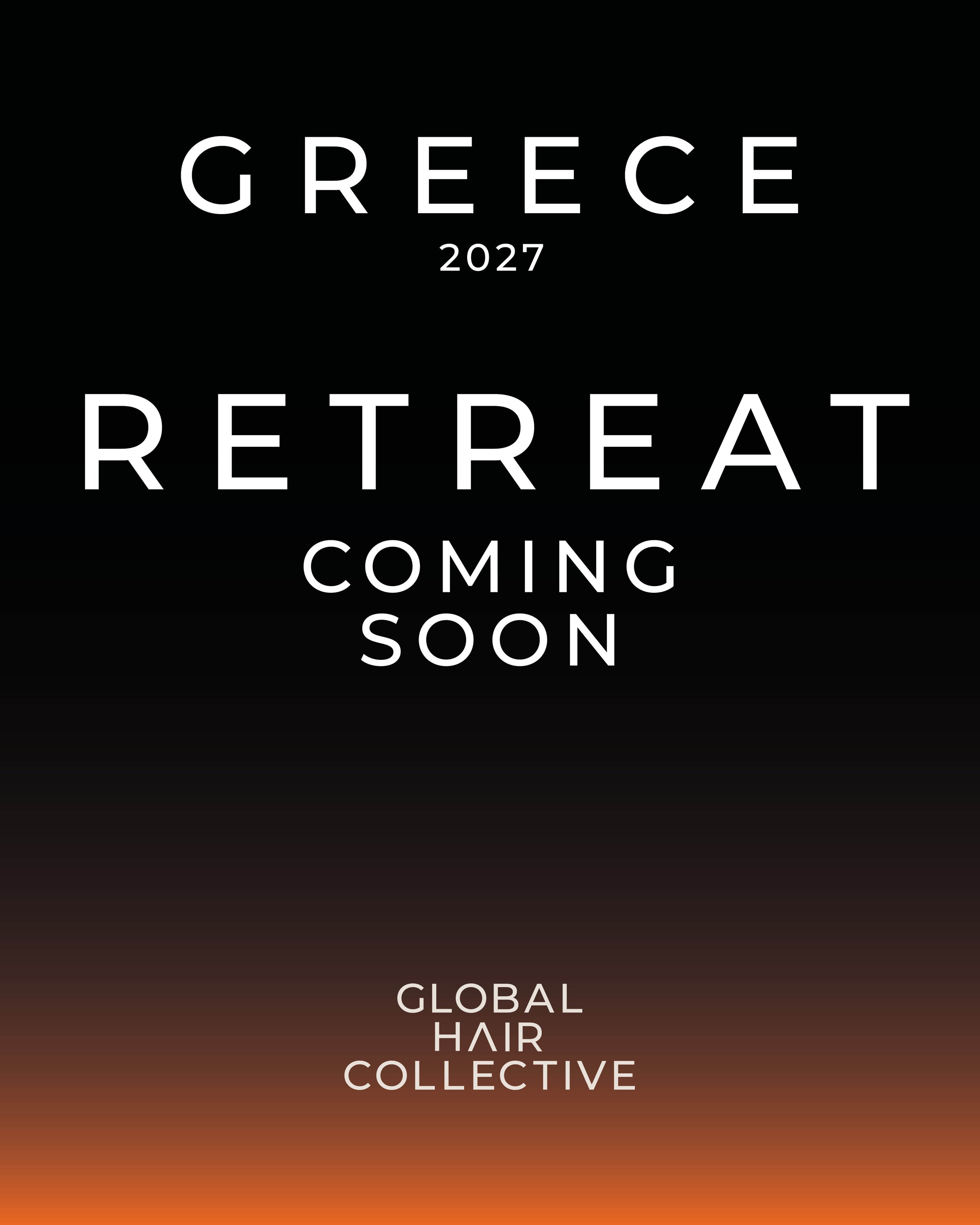 Announcement for a Greek retreat happening soon in global hair collective.