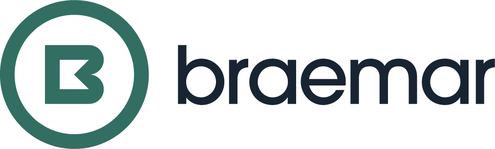 Logo of Braemar with a stylized letter B inside a circle, followed by the word 'braemar' in lowercase letters.