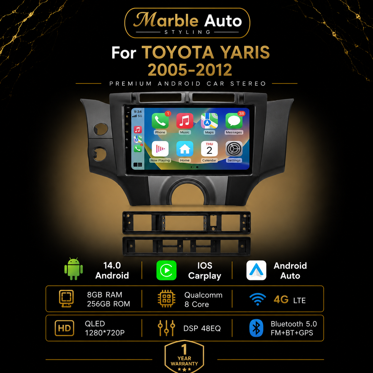 ANDROID AUTO/ APPLE CARPLAY FOR TOYOTA YARIS 05-12