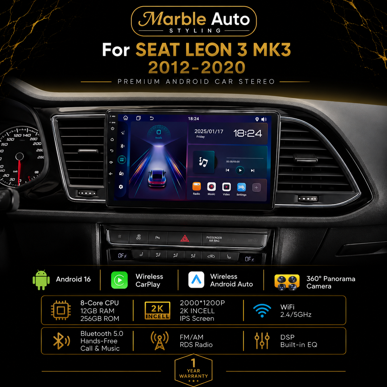 CarPlay & Android Auto Car Multimedia Radio For Seat Leon MK3 12-20