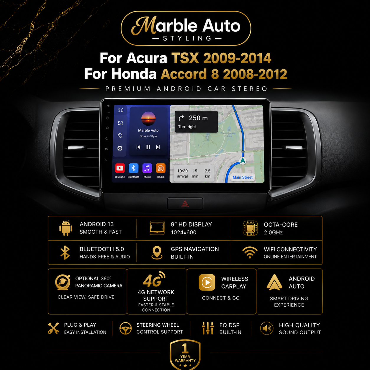 Android Auto/Apple Carplay for Honda Accord 09-14