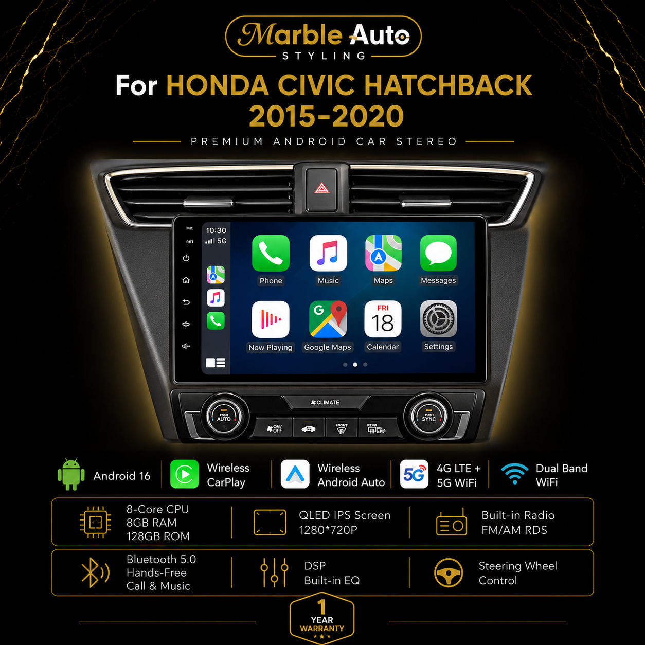 Android Auto/Apple Carplay for Honda Civic 15-20
