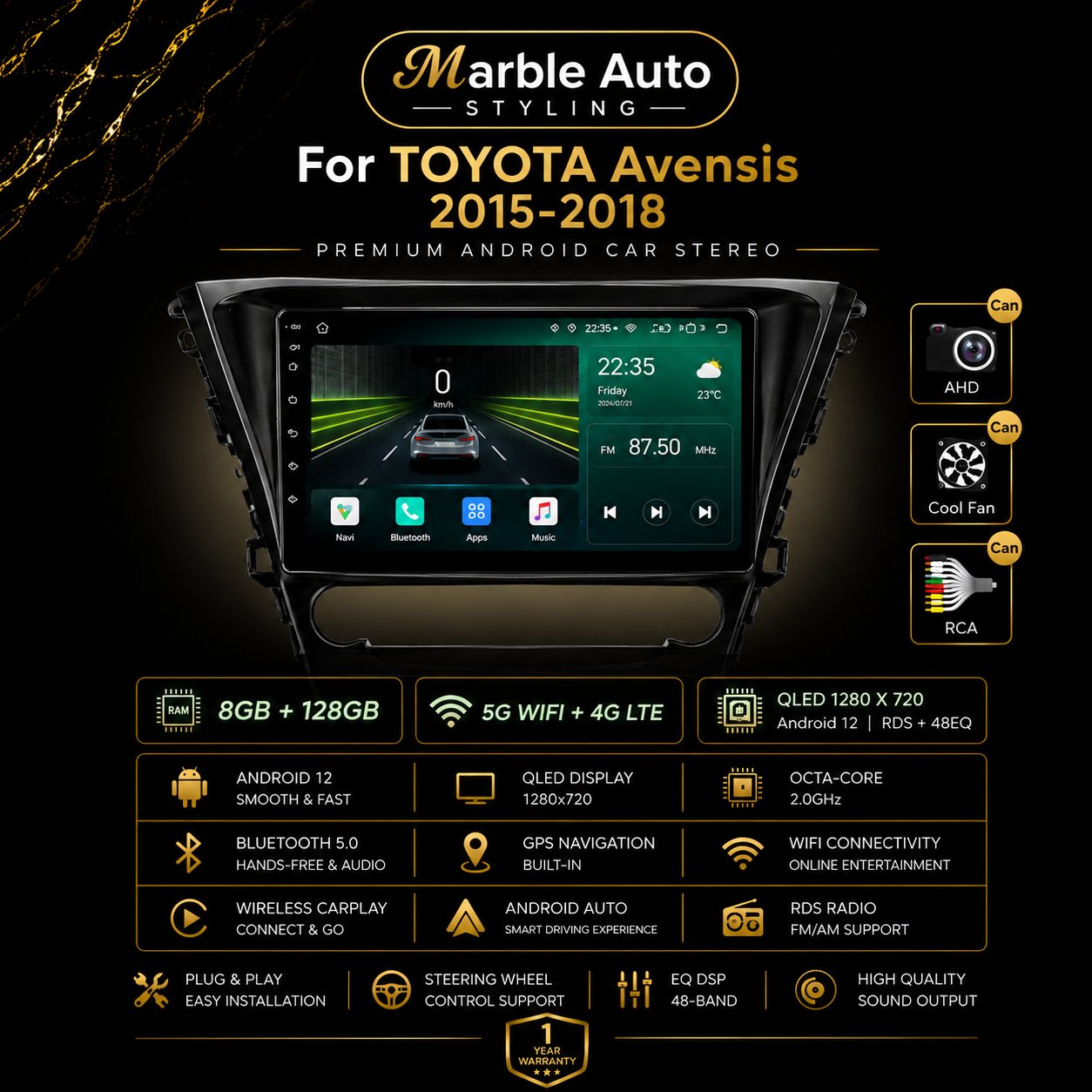 Android Auto/Apple Carplay for Toyota Avensis 3 T270 15-18