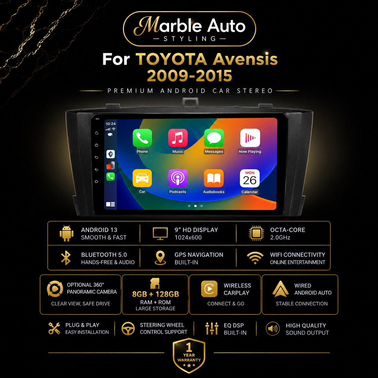 Android Auto/Apple Carplay for Toyota Avensis 09-15