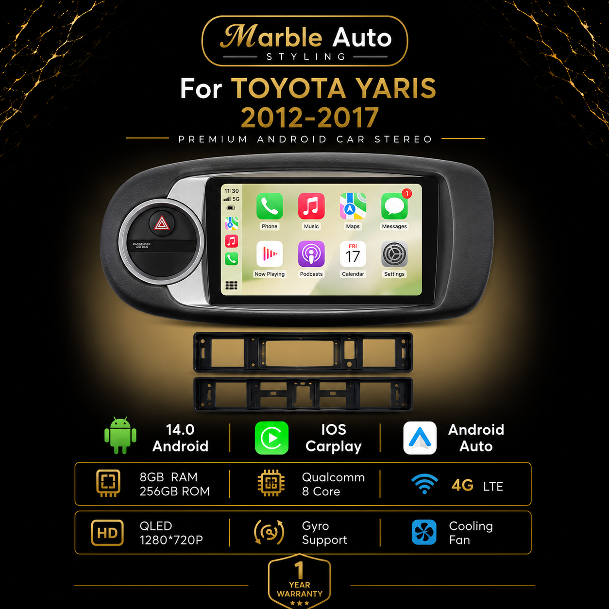 ANDROID AUTO/APPLE CARPLAY FOR TOYOTA YARIS 2012-2017