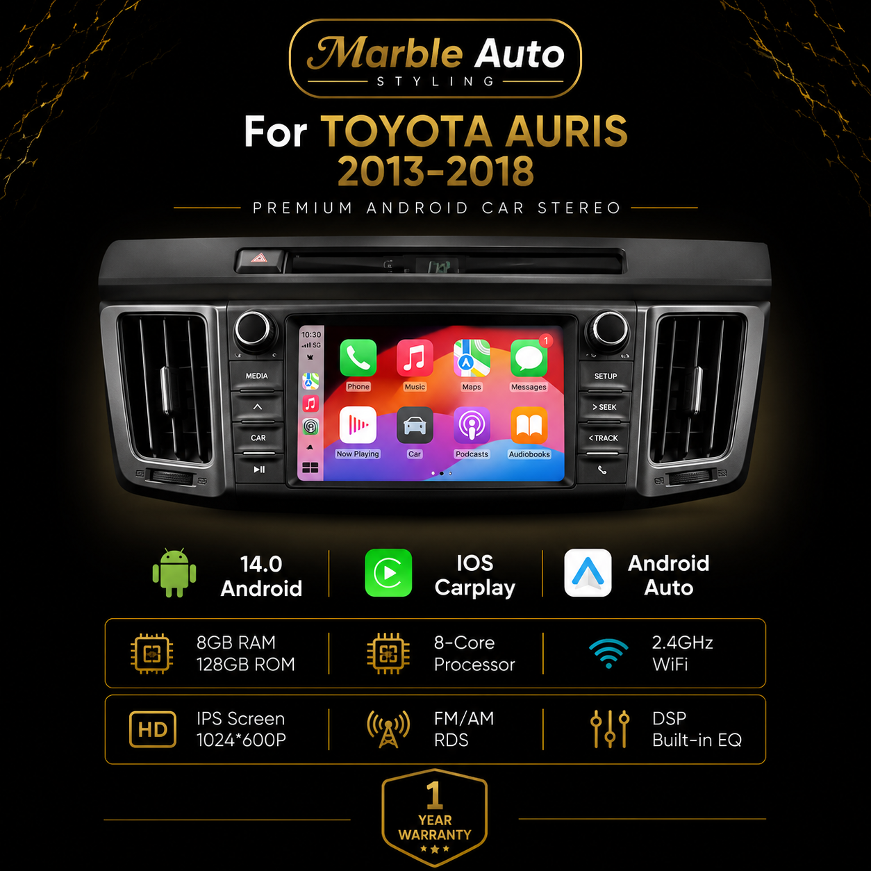 ANDROID AUTO/APPLE CARPLAY FOR TOYOTA AURIS E180 13-18